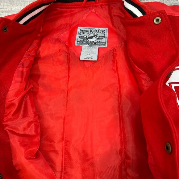 NWT Steve & Barry’s University Sportswear Varsity Jacket XXL Red/ Ivory "Cocks" - Picture 10 of 15